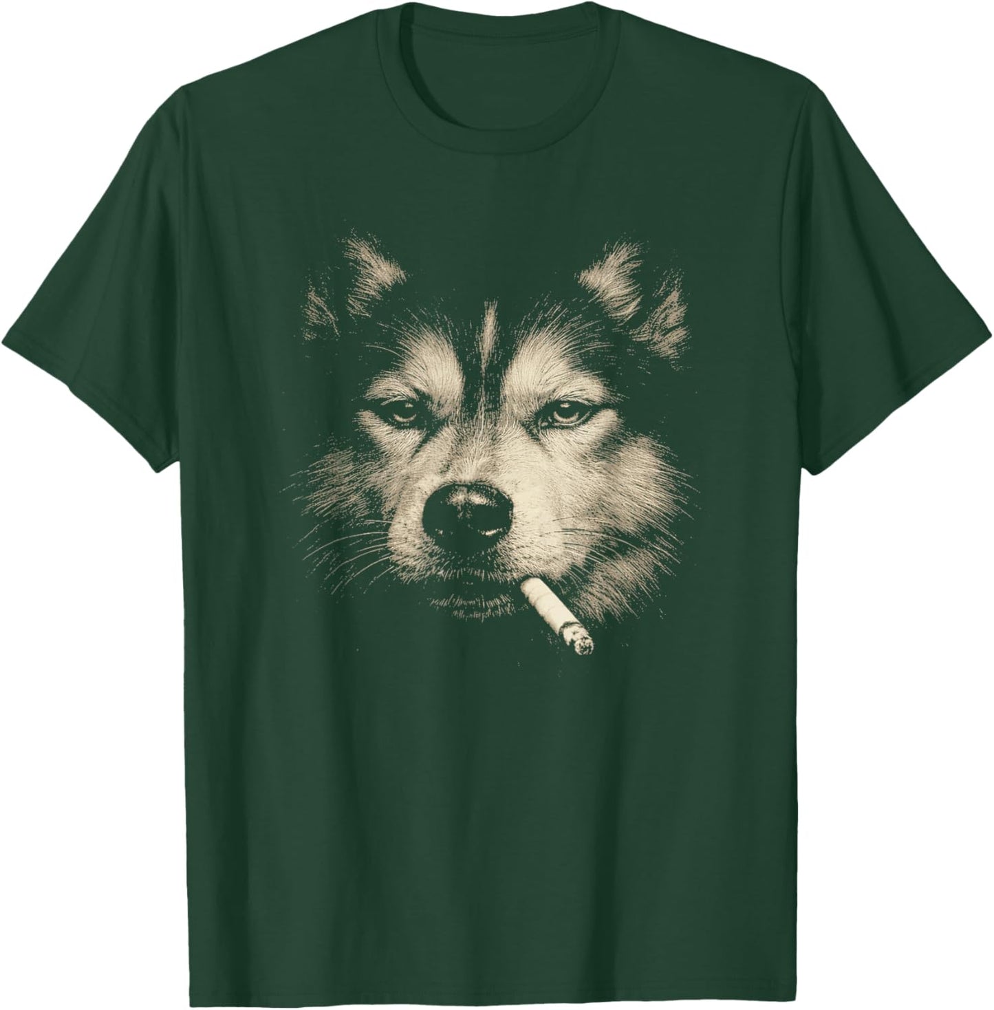 Dog Smoking Cigarette Funny Siberian Husky Meme T-Shirt - T-Shirt | Forest