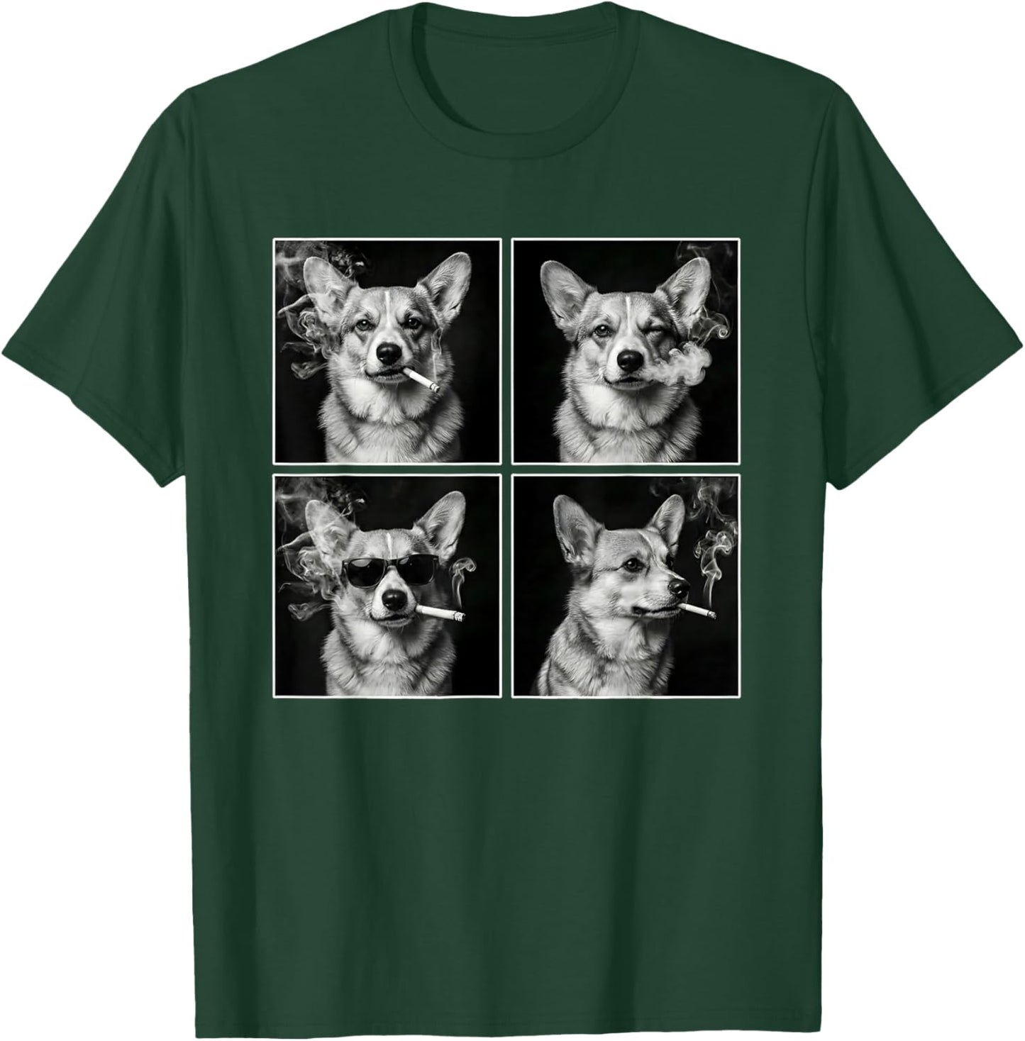 Dog Selfie Photobooth Corgi Smoking Cigarette T-Shirt - T-Shirt | Forest