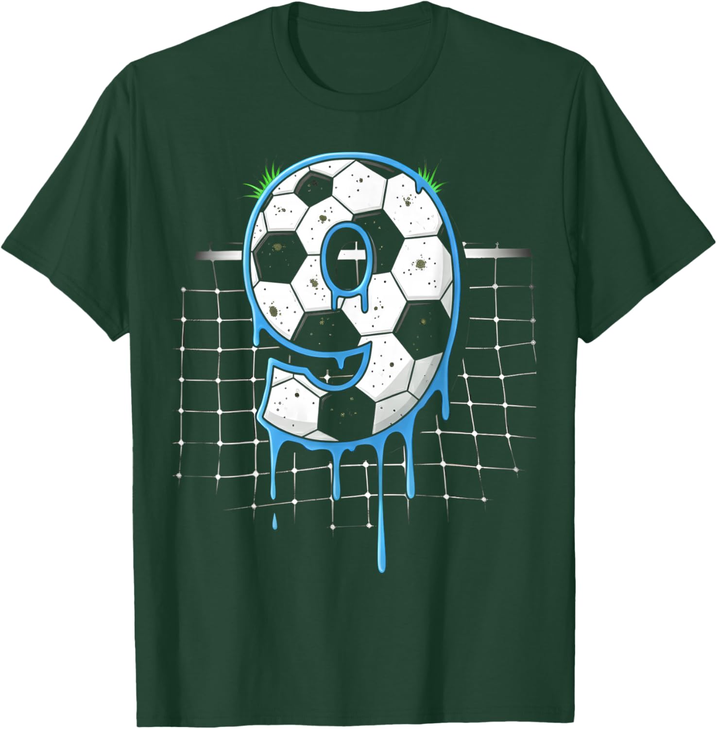 Soccer 9 Year Old Ice Cream Drip Youth 9th Birthday Boy 9 T-Shirt - T-Shirt | Forest