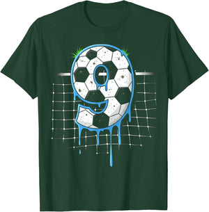 Soccer 9 Year Old Ice Cream Drip Youth 9th Birthday Boy 9 T-Shirt - T-Shirt | Forest