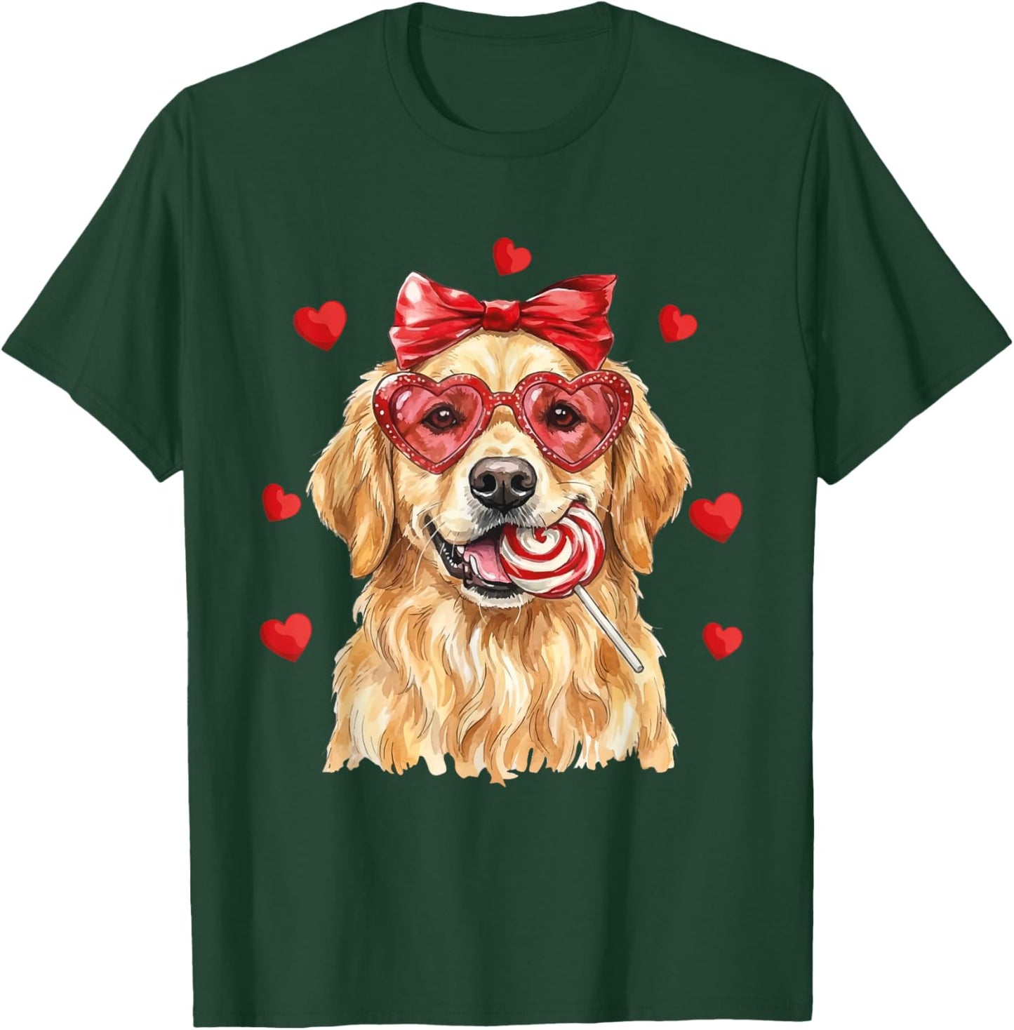 Cute Golden Retriever Valentine Heart Candy Valentines Day T-Shirt - T-Shirt | Forest