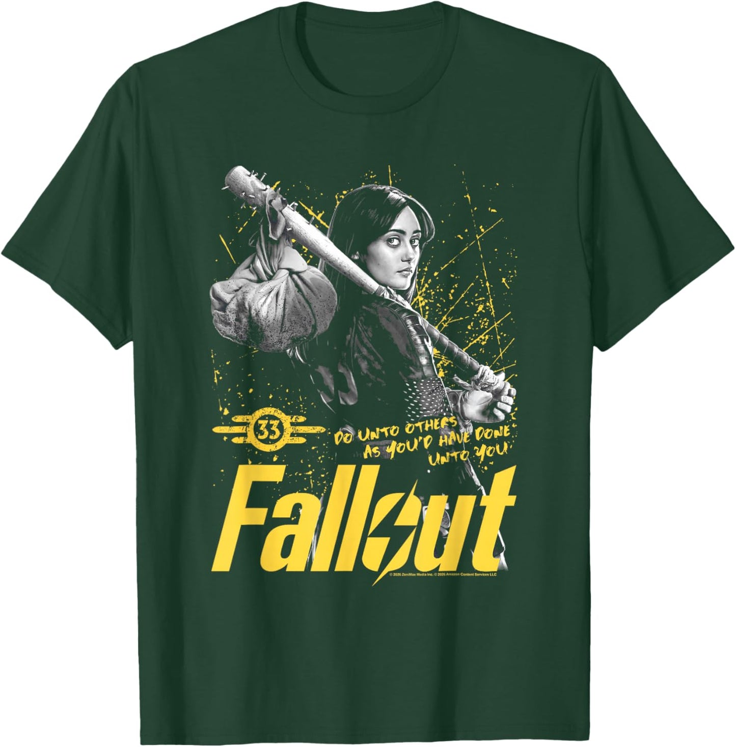 Fallout TV Series Lucy Do Unto Others Baseball Bat Gamer T-Shirt - T-Shirt | Forest