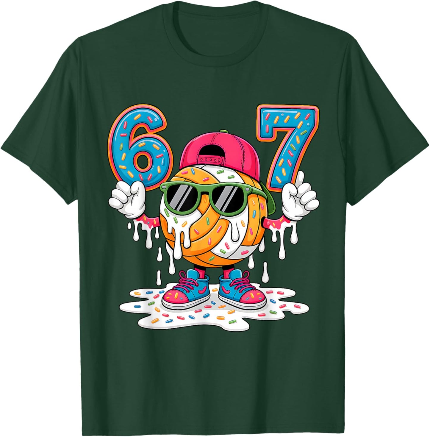 67 Meme Six Seven 6 7 Meme Funny Basketball Ice Cream Drip T-Shirt - T-Shirt | Forest