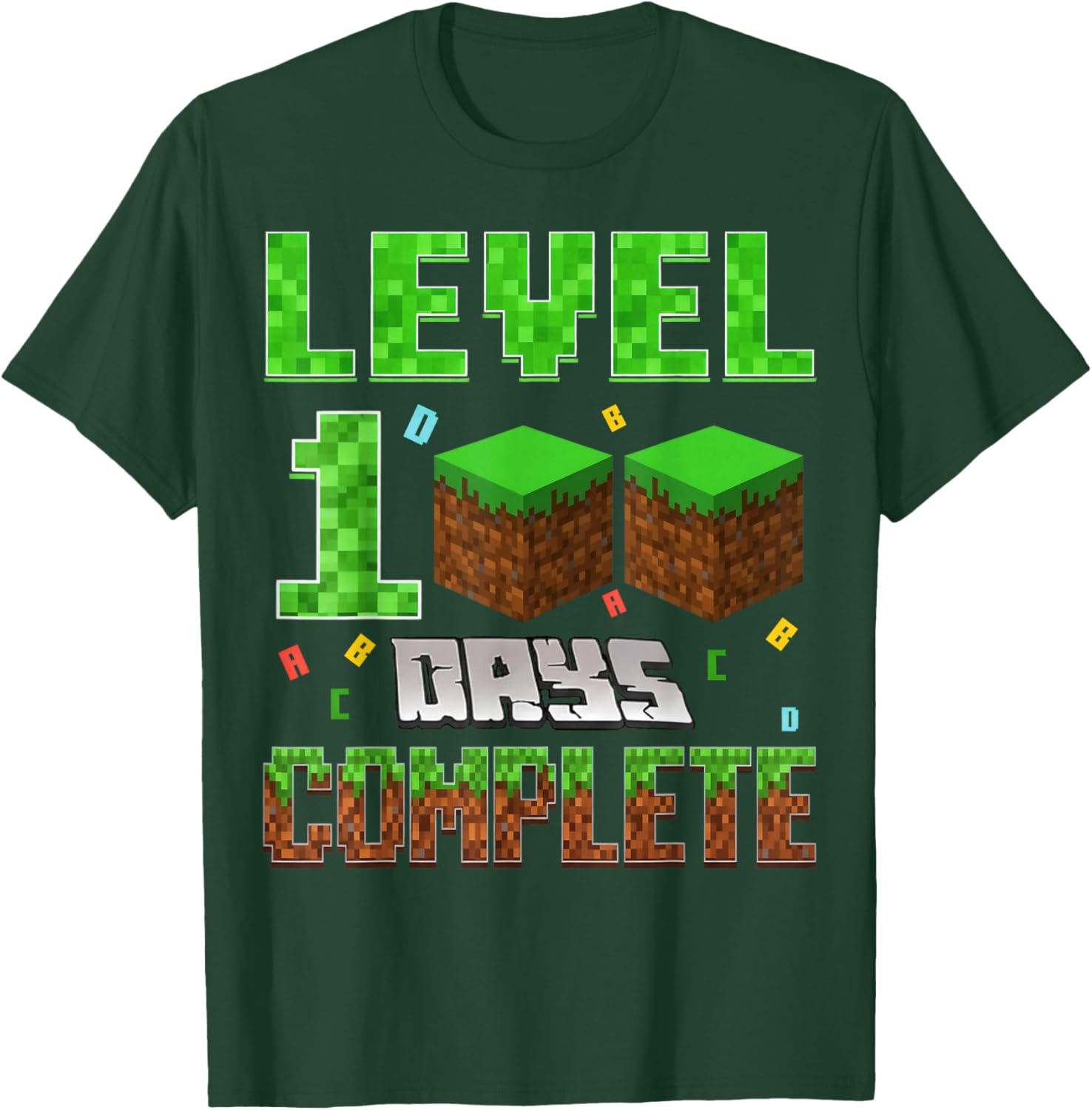 Level 100 Days Complete Video Gamer School Gift Boy Kids T-Shirt - T-Shirt | Forest
