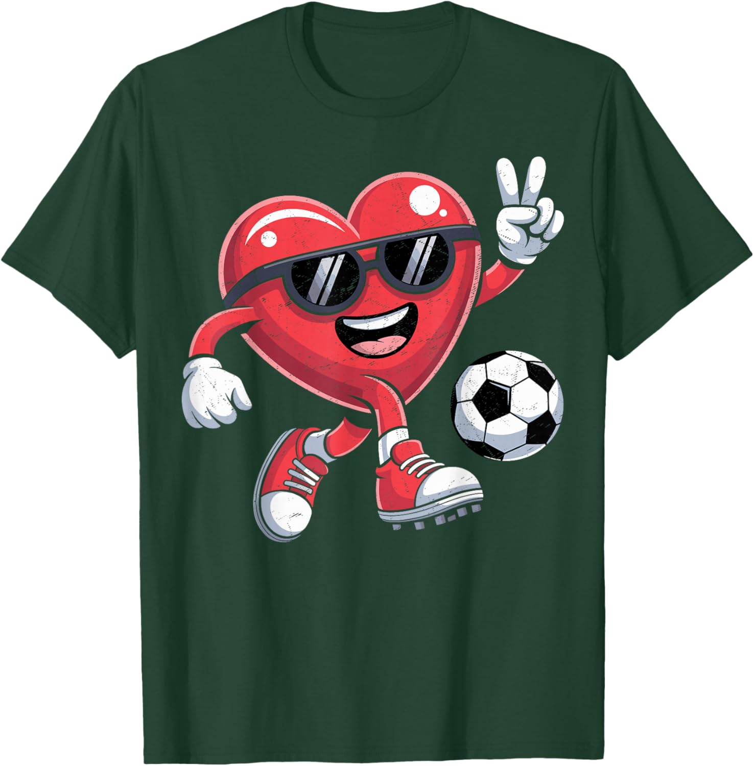 Valentines Day Heart Playing Soccer Boys Men Kids T-Shirt - T-Shirt | Forest