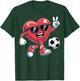 Valentines Day Heart Playing Soccer Boys Men Kids T-Shirt - T-Shirt | Forest