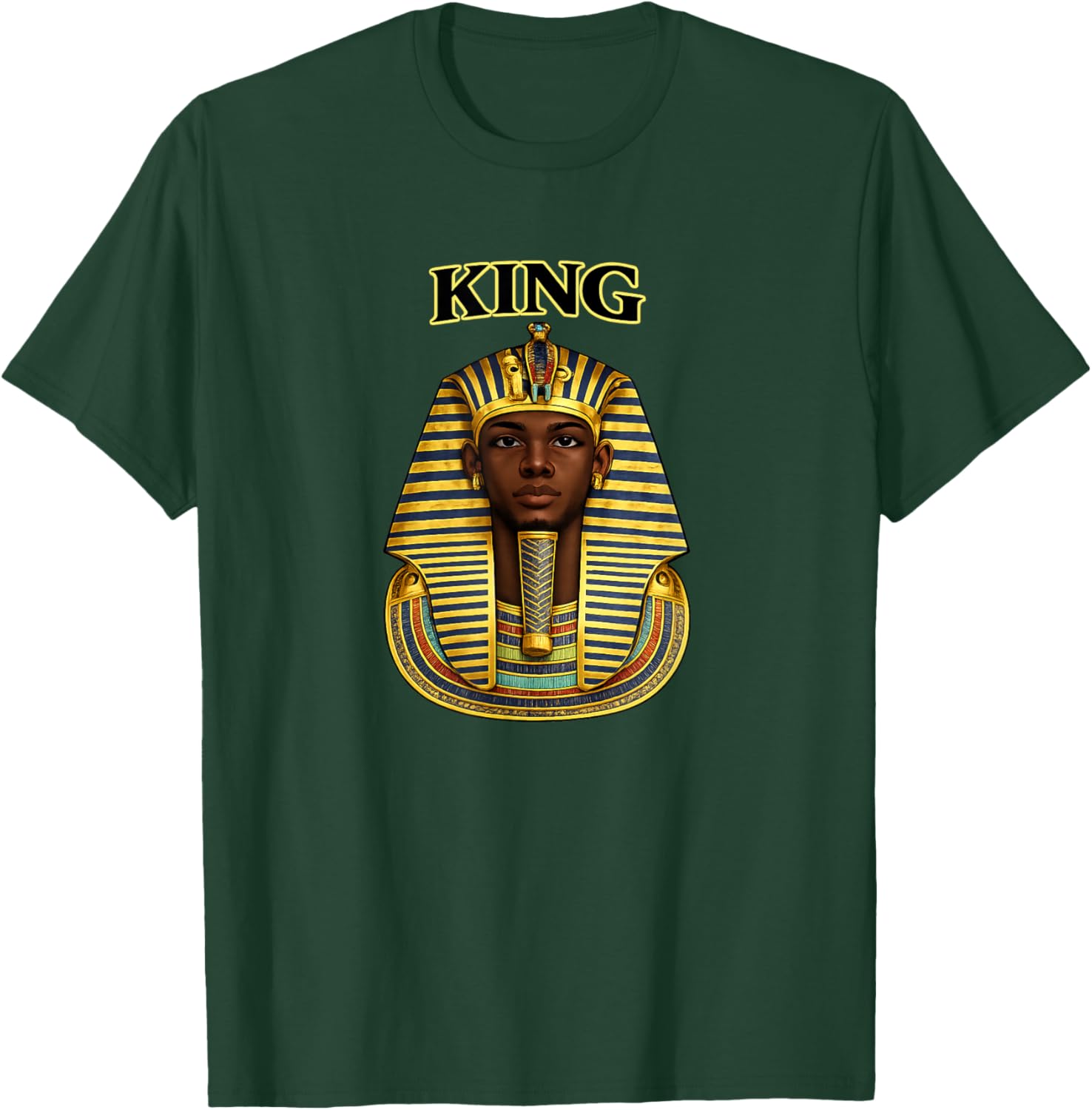 Black King African Royalty Egyptian Pharaoh Kemet Art T-Shirt - T-Shirt | Forest