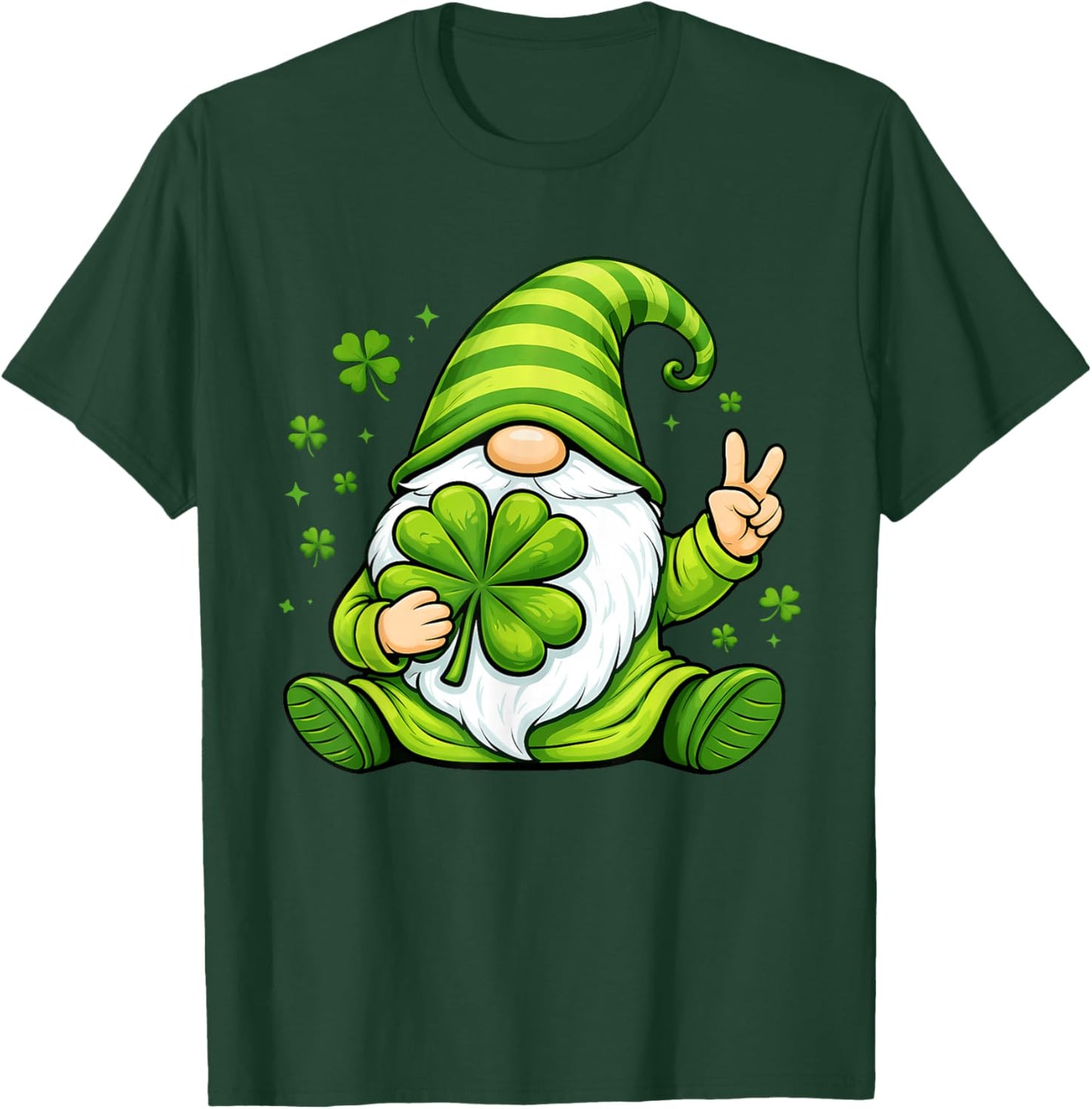 Cute Gnome with Lucky Shamrock St Patrick's Day Women Girls T-Shirt - T-Shirt | Forest