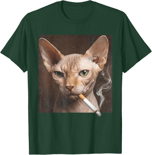 Funny Sphynx Cat Smoking Meme Lover Dog T-Shirt - T-Shirt | Forest