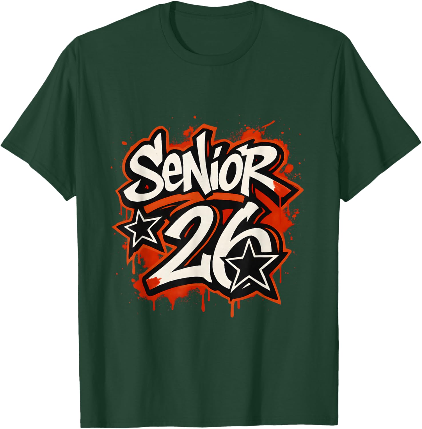 Senior 2026 Graffiti Drip Style Graduation Graphic T-Shirt - T-Shirt | Forest