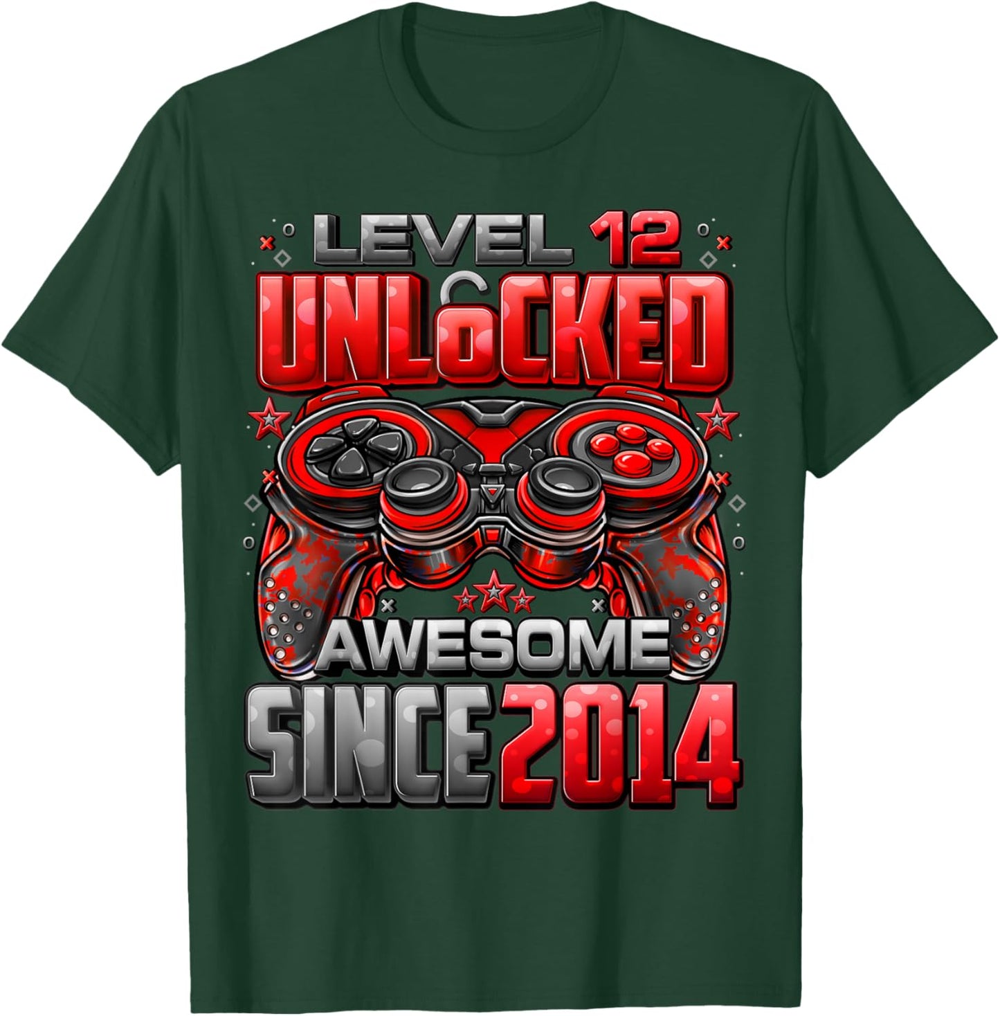 Level 12 Unlocked Awesome Since 2014 12th Birthday Gaming T-Shirt - T-Shirt | Forest