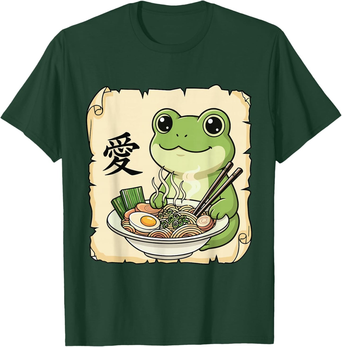Funny Frog Ramen Kawaii Anime Japanese Graphic Women Men T-Shirt - T-Shirt | Forest