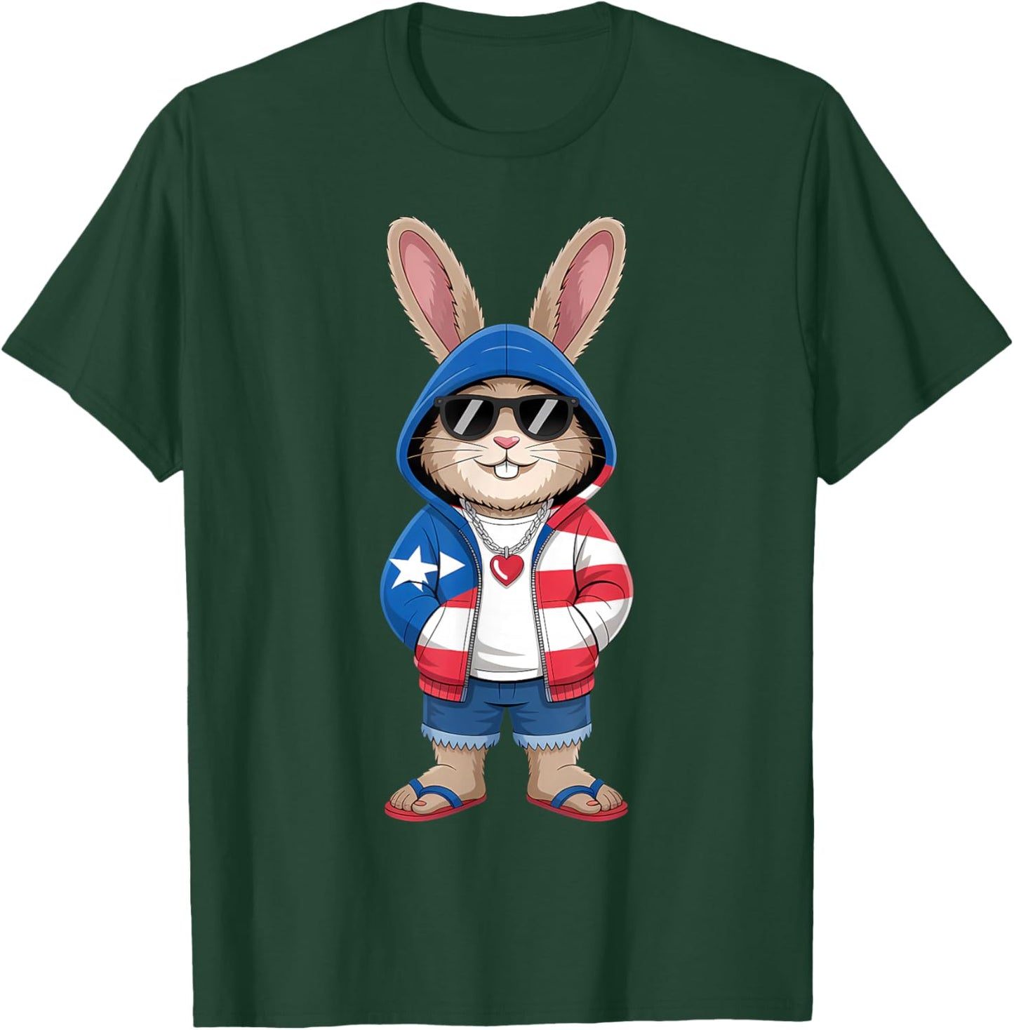 Puerto Rico Rabbit Puerto Rican Flag Bunny T-Shirt - T-Shirt | Forest