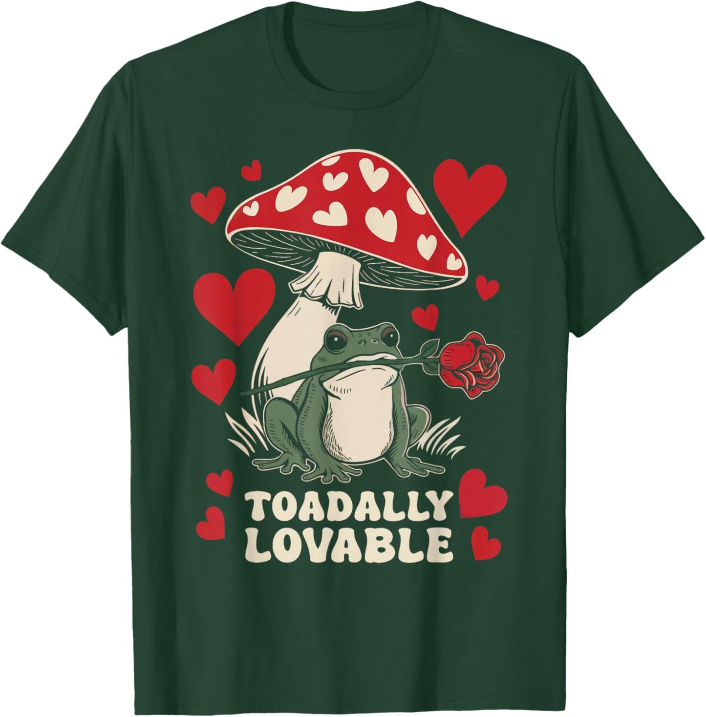 Valentine's Day Toadally Lovable Funny Toad Frog Mushroom T-Shirt - T-Shirt | Forest