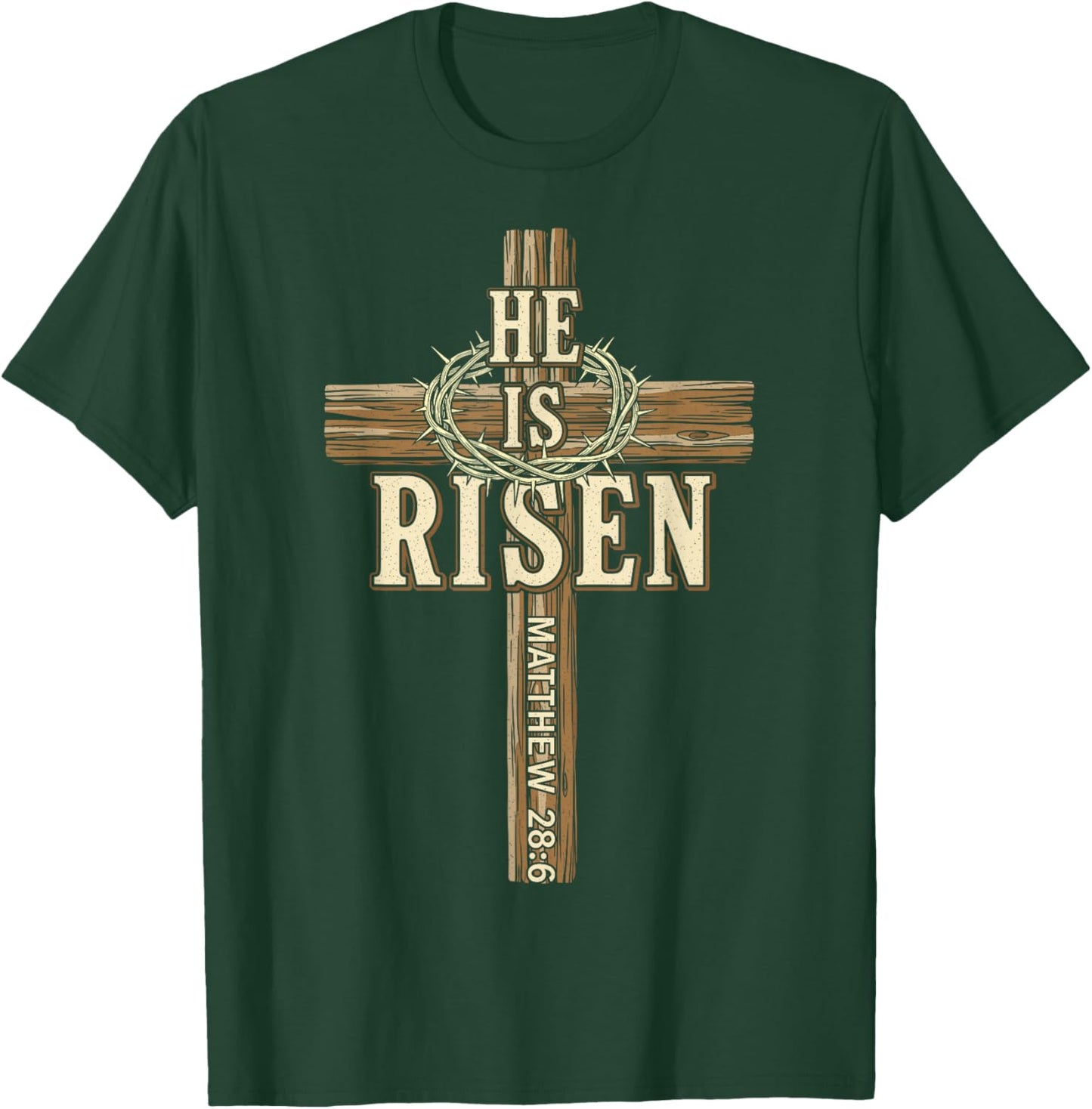 Easter Cross He is Risen Jesus Christian Men Women Boys Kids T-Shirt - T-Shirt | Forest