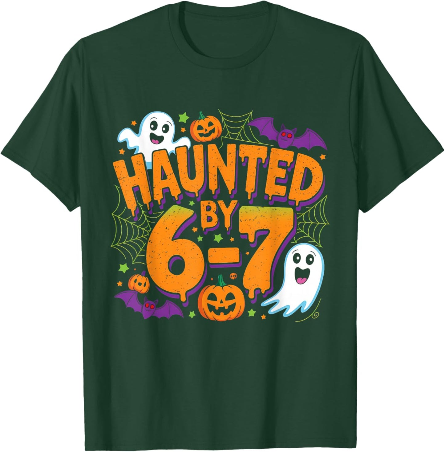 Haunted by 6-7 Halloween Funny Ghosts and Spiders Boy Girl T-Shirt - T-Shirt | Forest