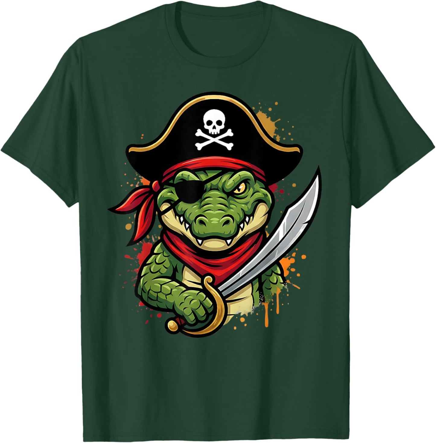 Funny Pirate Alligator Halloween Costume Men Women Boys T-Shirt - T-Shirt | Forest