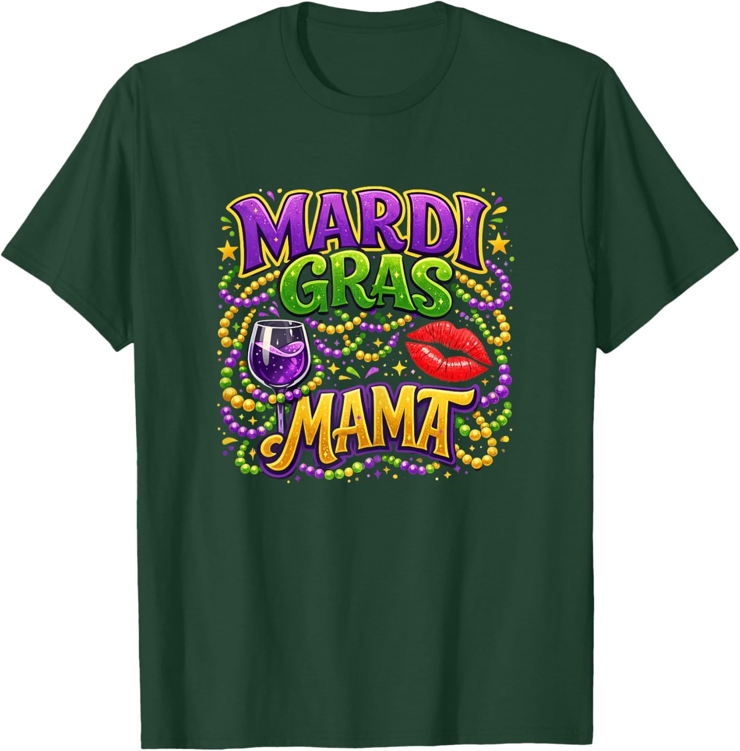 Mardi Gras Mama Beads Mother Mom Family Matching Mardi Gras T-Shirt - T-Shirt | Forest