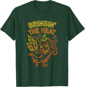 Baseball Pitcher Flame Bringin' The Heat Pepper Chili Meme T-Shirt - T-Shirt | Forest