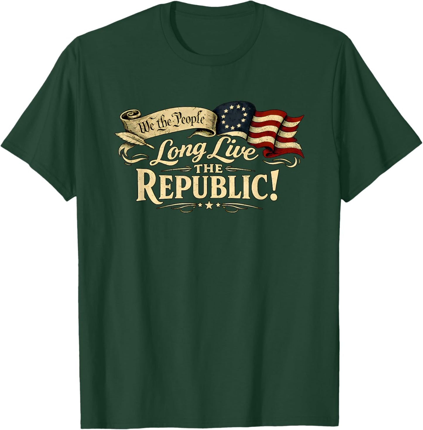Long Live The Republic USA 1776 2026 Patriotic 4th of July T-Shirt - T-Shirt | Forest