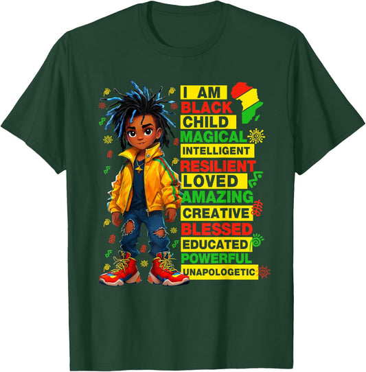 I am Black History Month Shirt Kids Boys African American T-Shirt - T-Shirt | Forest
