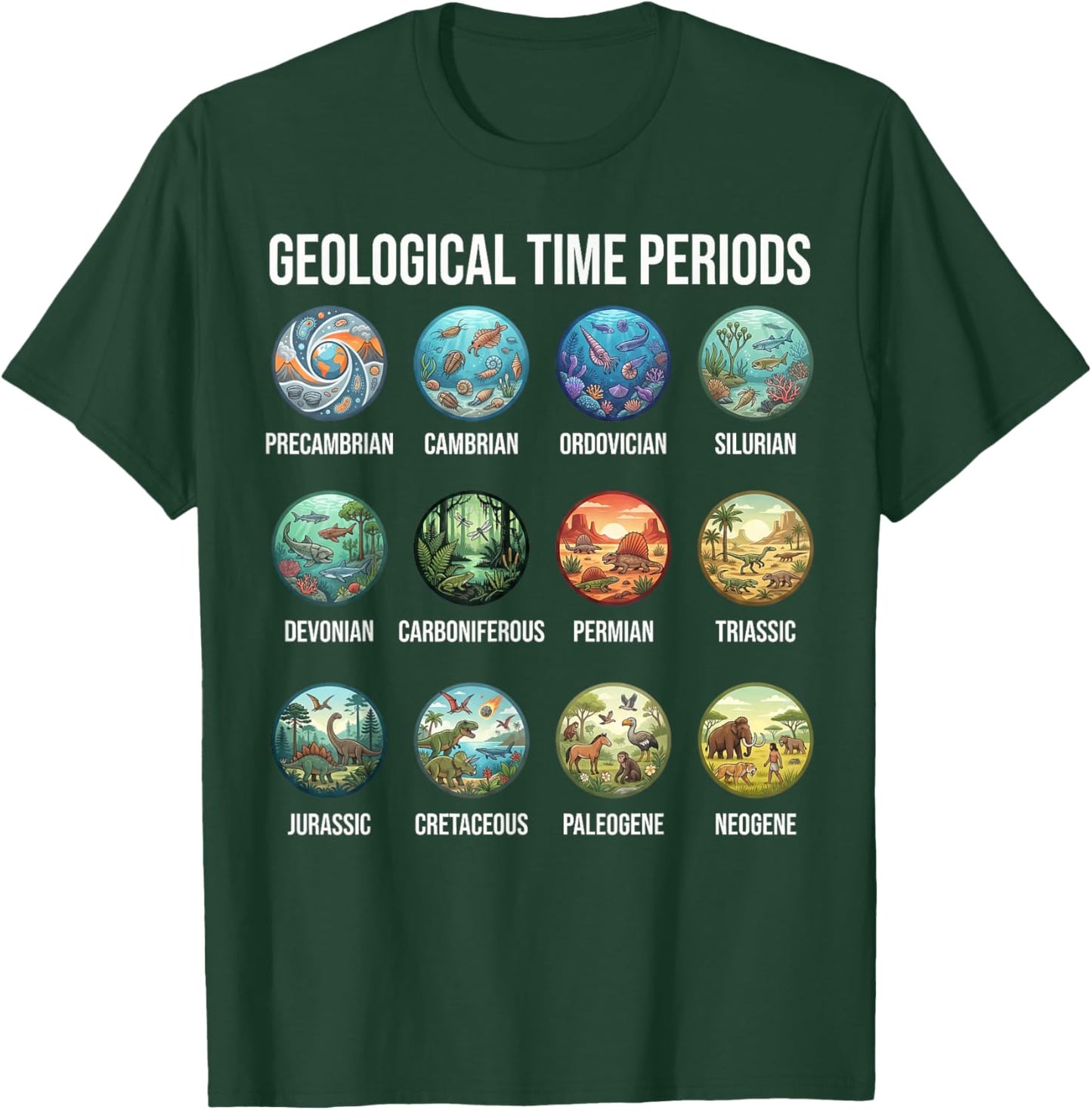 Geological Time Periods Chart Paleontology & Earth History T-Shirt - T-Shirt | Forest