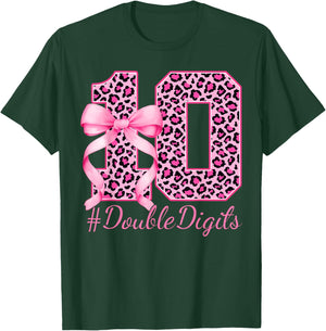 Cute 10th Birthday Girl Leopard Coquette Bow 10 Year Old T-Shirt - T-Shirt | Forest