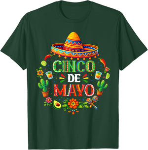 Cinco de Mayo Sombrero Fiesta Mexican Party Men Women Kids T-Shirt - T-Shirt | Forest