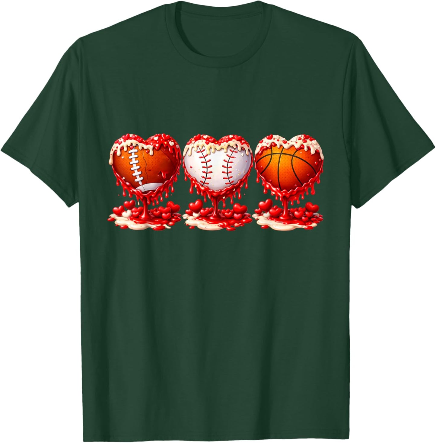 Drip Valentines Day Basketball Baseball Football Boy Men Kid T-Shirt - T-Shirt | Forest