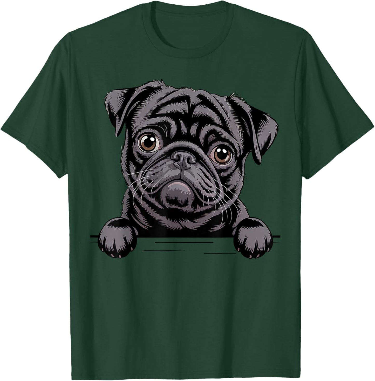 Black Pug Funny Peeking Pocket Puppy Dog Lover T-Shirt - T-Shirt | Forest