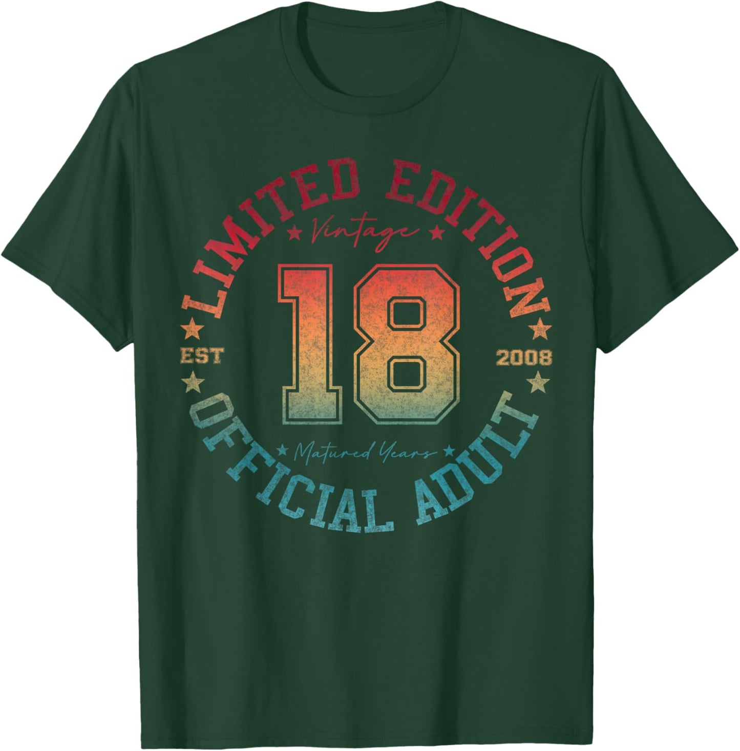 Official Adult 18 Year Old Gifts Vintage 2008 Boy Girl T-Shirt - T-Shirt | Forest
