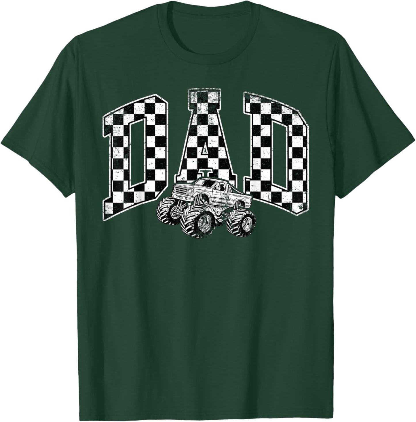 Dad Retro Monster Truck Family Crew Birthday Matching T-Shirt - T-Shirt | Forest