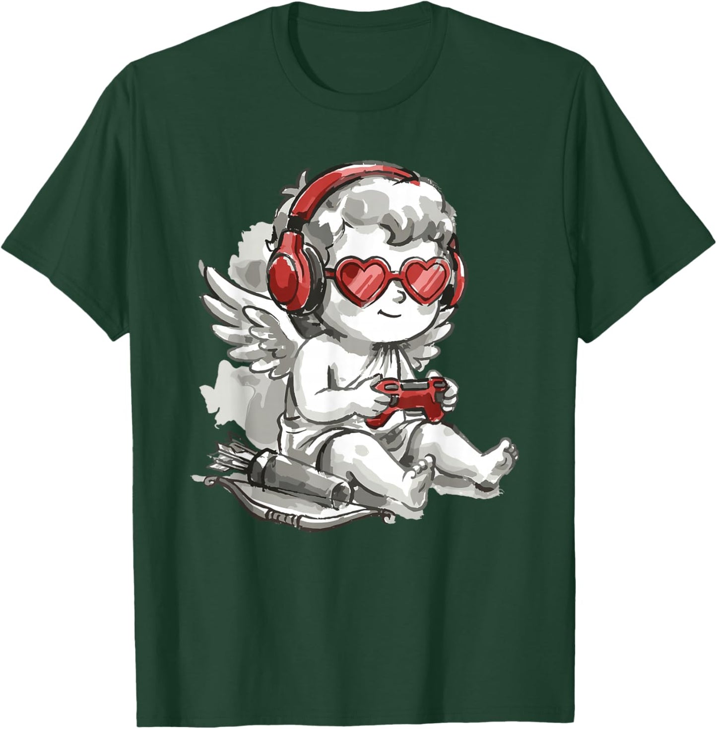 Video Games Cupid Gamer Funny St. Valentine's Day T-Shirt - T-Shirt | Forest