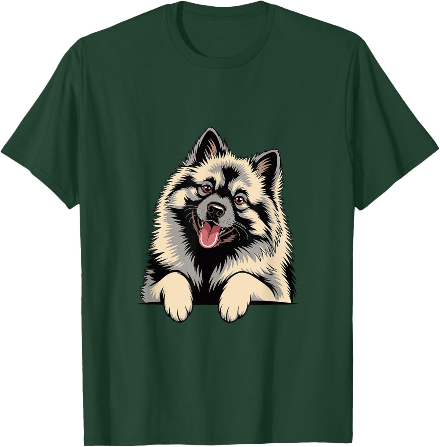 Cute Fluffy Gray Illustration Cartoon Canine Pup Keeshond T-Shirt - T-Shirt | Forest