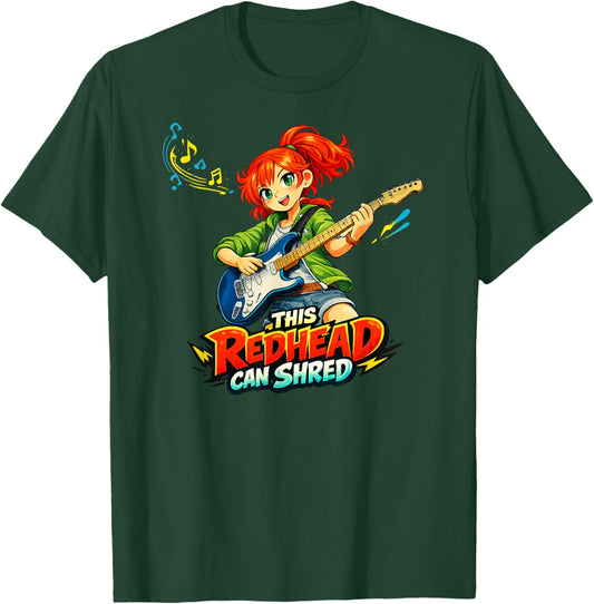 This Redhead Can Shred | Manga Guitar Player Manhwa Pride T-Shirt - T-Shirt | Forest