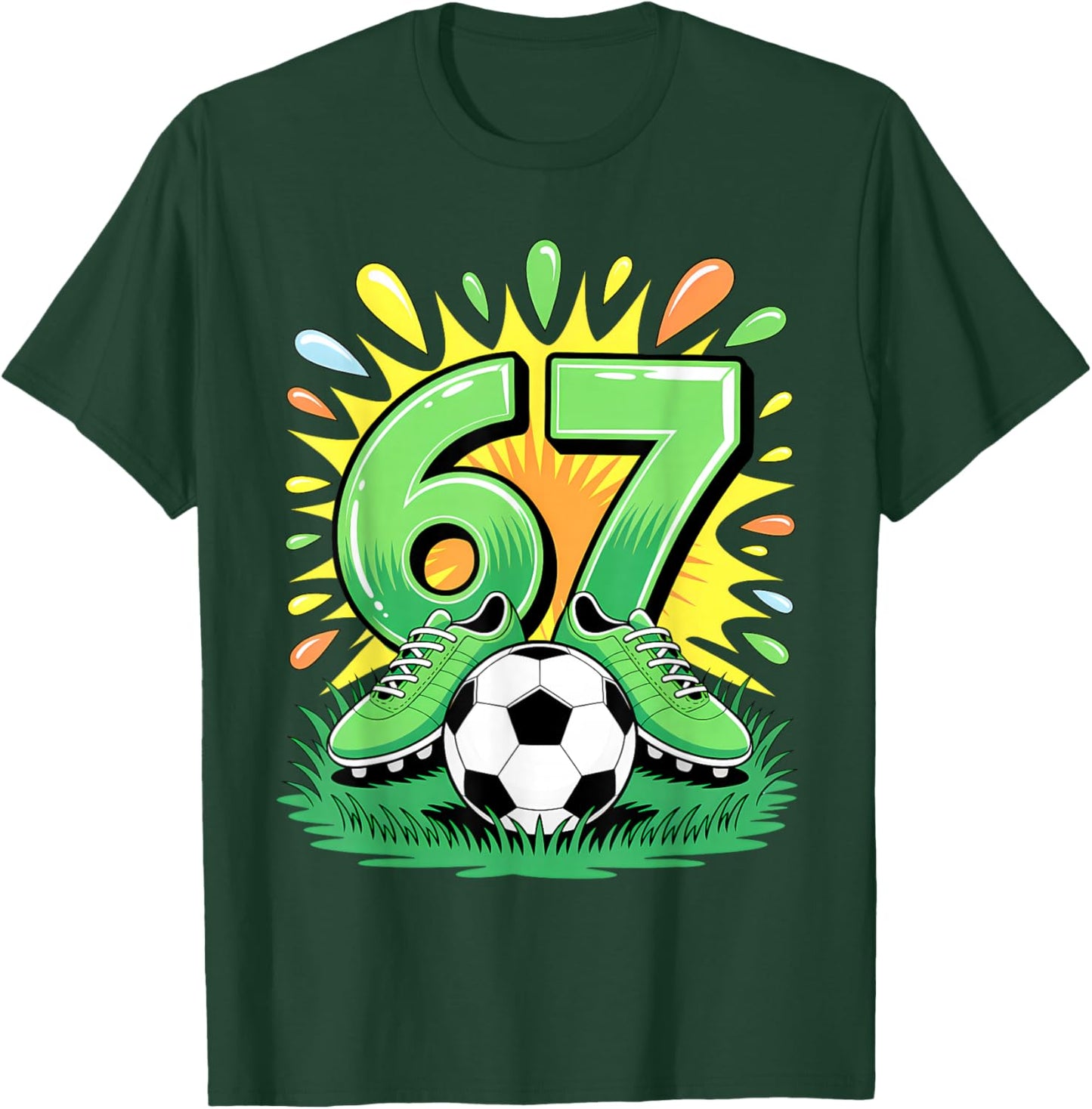 67 Six Seven Soccer Football Funny Meme Boys Men Women T-Shirt - T-Shirt | Forest