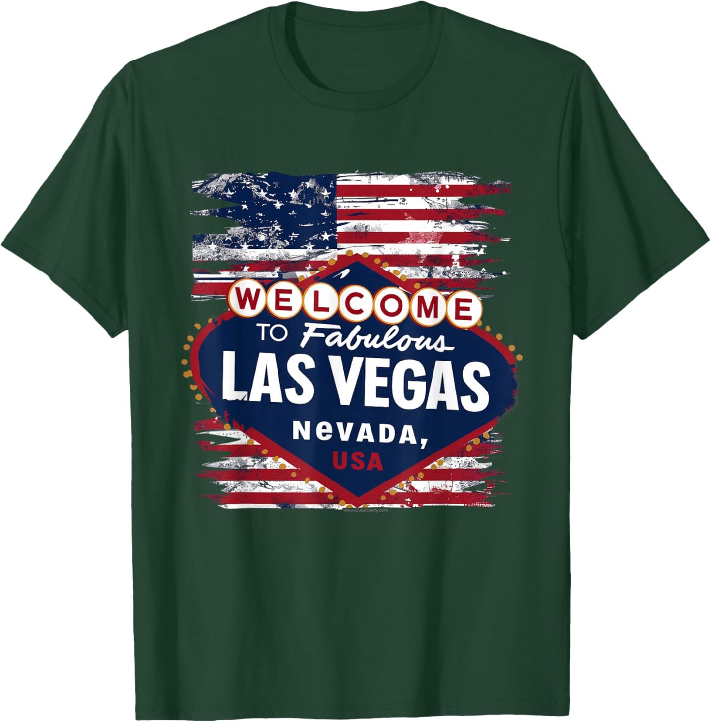 Welcome to Las Vegas Nevada Vintage Sign American Flag T-Shirt - T-Shirt | Forest