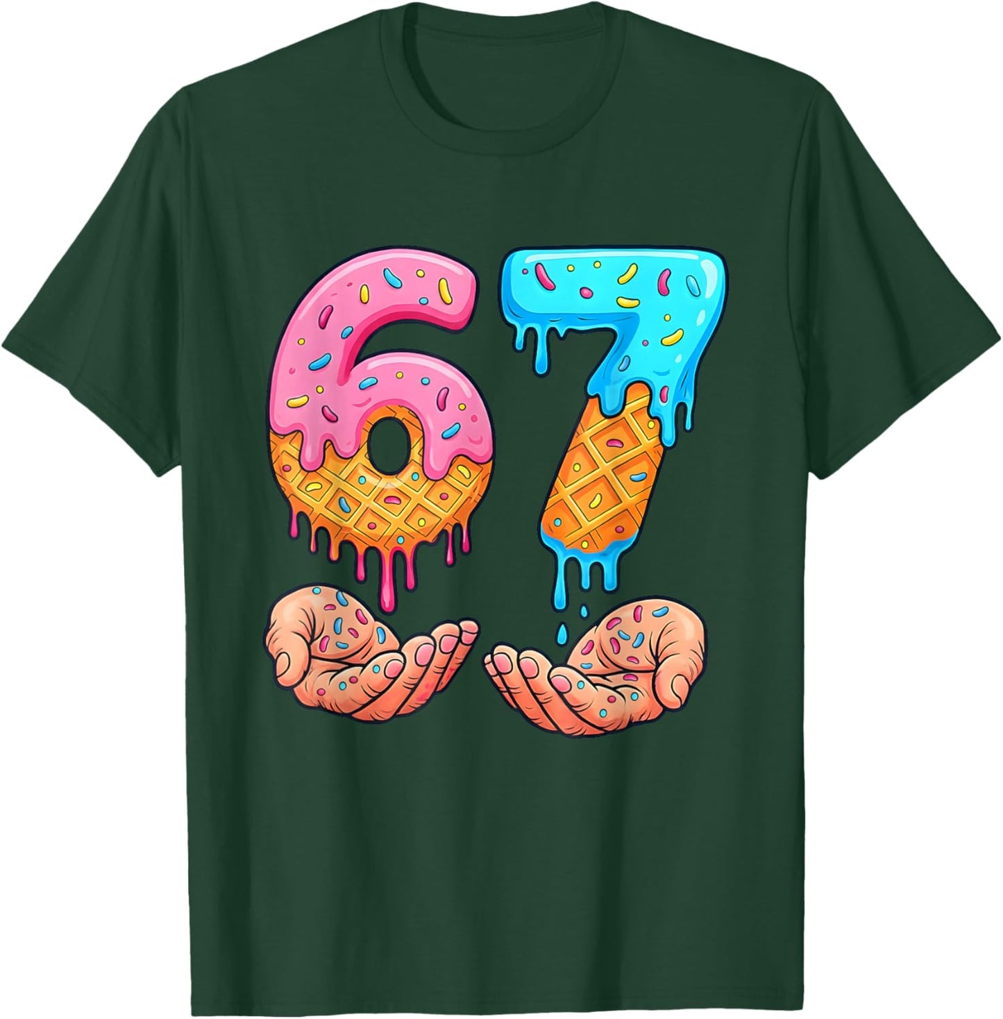 Six Seven Ice Cream Drip Kids Youth Funny 67 Hands Meme 6 7 T-Shirt - T-Shirt | Forest