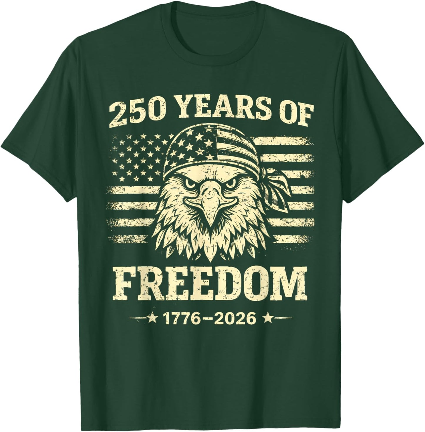Flag Vintage 250 Years American 1776 2026 250th USA Birthday T-Shirt - T-Shirt | Forest