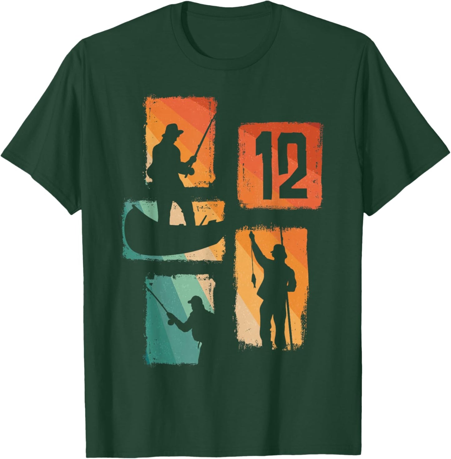12th Birthday Fishing 12 Years Old Fisherman Fish Angler T-Shirt - T-Shirt | Forest