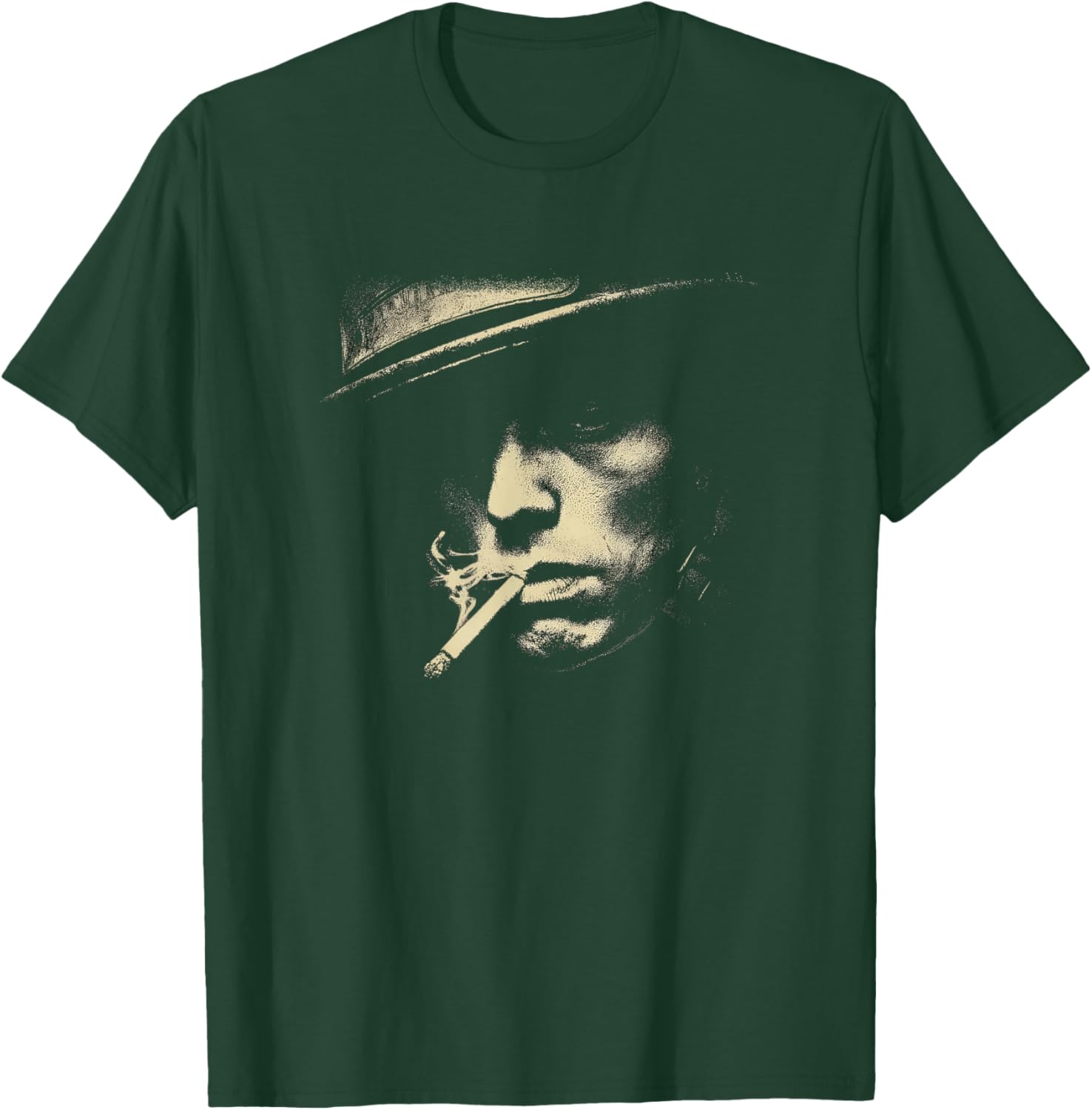 Smoking Man with Hat Noir Gangster Style T-Shirt - T-Shirt | Forest