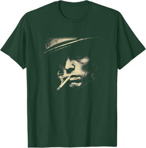 Smoking Man with Hat Noir Gangster Style T-Shirt - T-Shirt | Forest