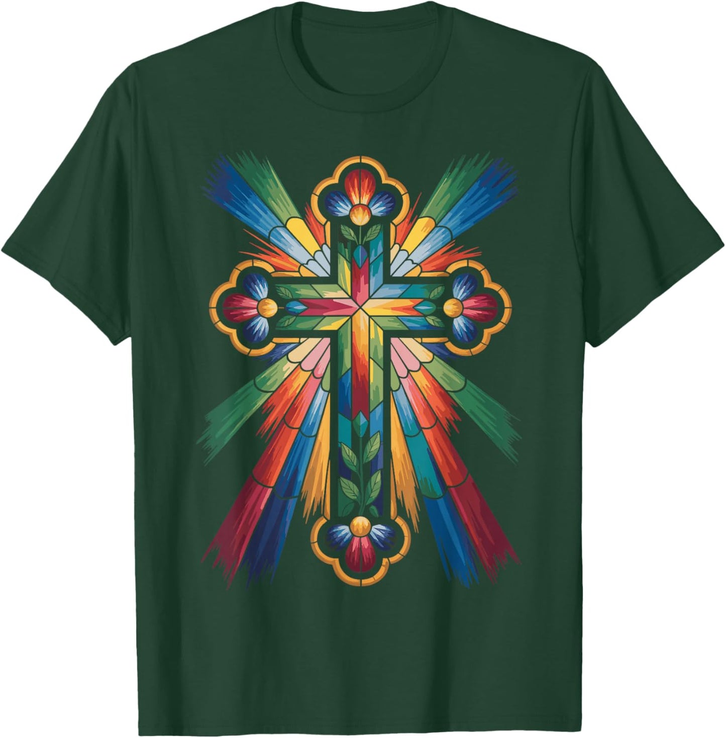 Cross Colorful Christian Religous T-Shirt - T-Shirt | Forest