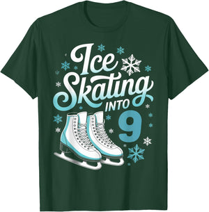 Ice Skating Into 9 Ice Skating 9th Birthday Figure Skating T-Shirt - T-Shirt | Forest