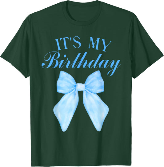 It's My Birthday Coquette Aesthetic Shirt Trendy Blue Bow T-Shirt - T-Shirt | Forest