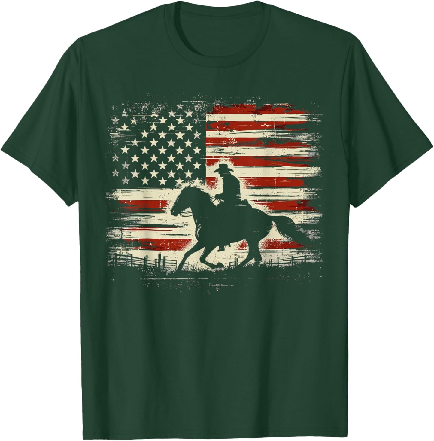 Patriotic Cowboy Horse Western T-Shirt - T-Shirt | Forest