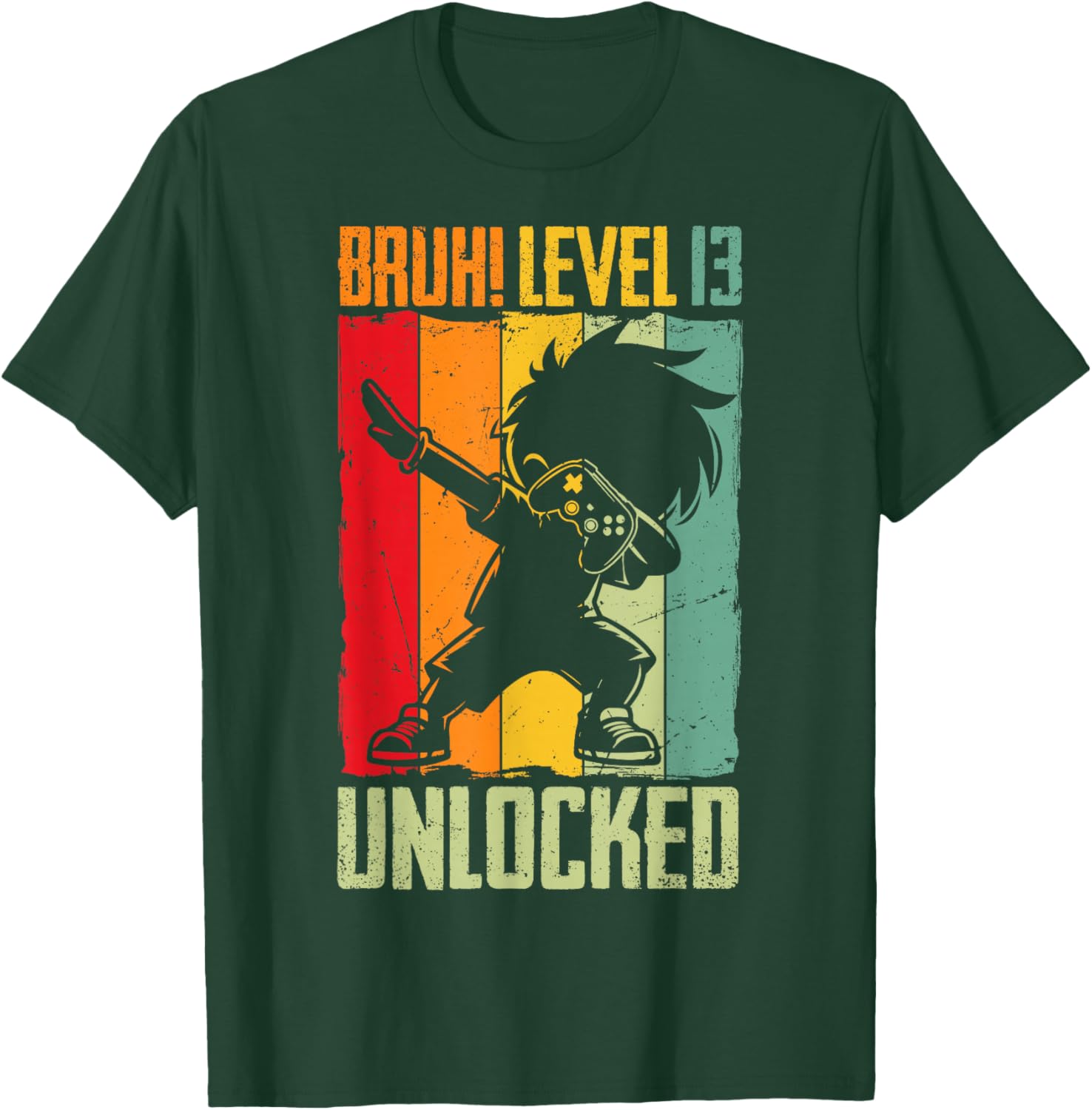 Bruh Level 13 Unlocked 13 Year Old 13th Birthday Dabbing Boy T-Shirt - T-Shirt | Forest