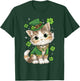 St Patricks Day Cat Leprechaun Hat Shamrock Saint Pattys Day T-Shirt - T-Shirt | Forest