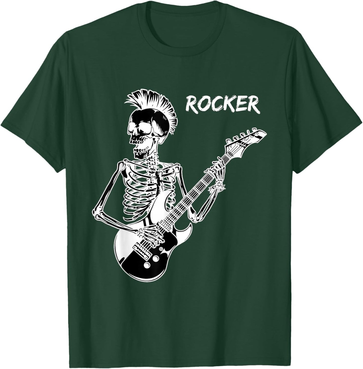 Rocker Skeleton Guitar Skater Cool Halloween Punk Rock T-Shirt - T-Shirt | Forest