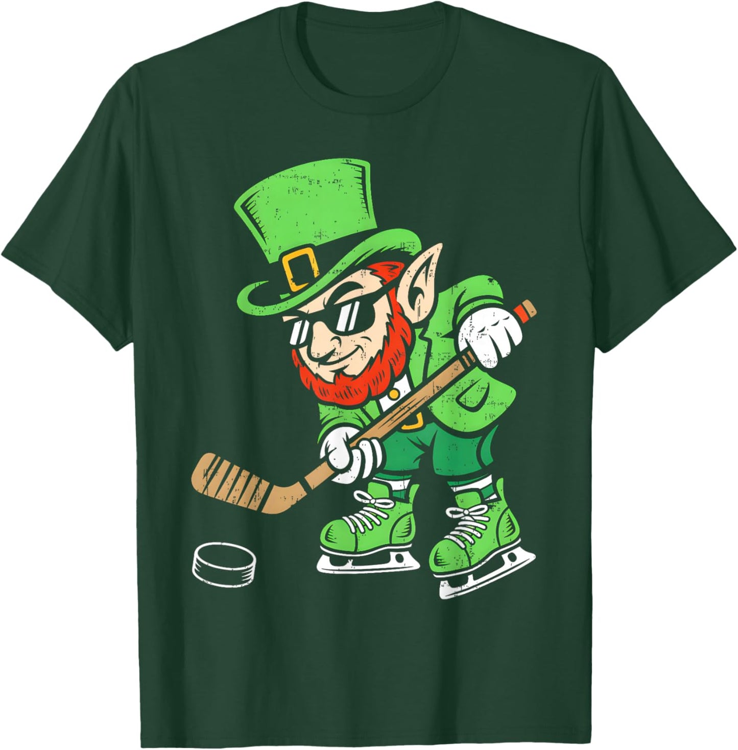 Leprechaun Playing Hockey Funny St Patricks Day Sport Kids T-Shirt - T-Shirt | Forest